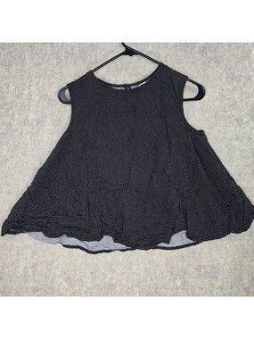 Old Navy Womens Black Polka Dot Sleeveless Tank Top XS Rayon Lightweight Flowy
